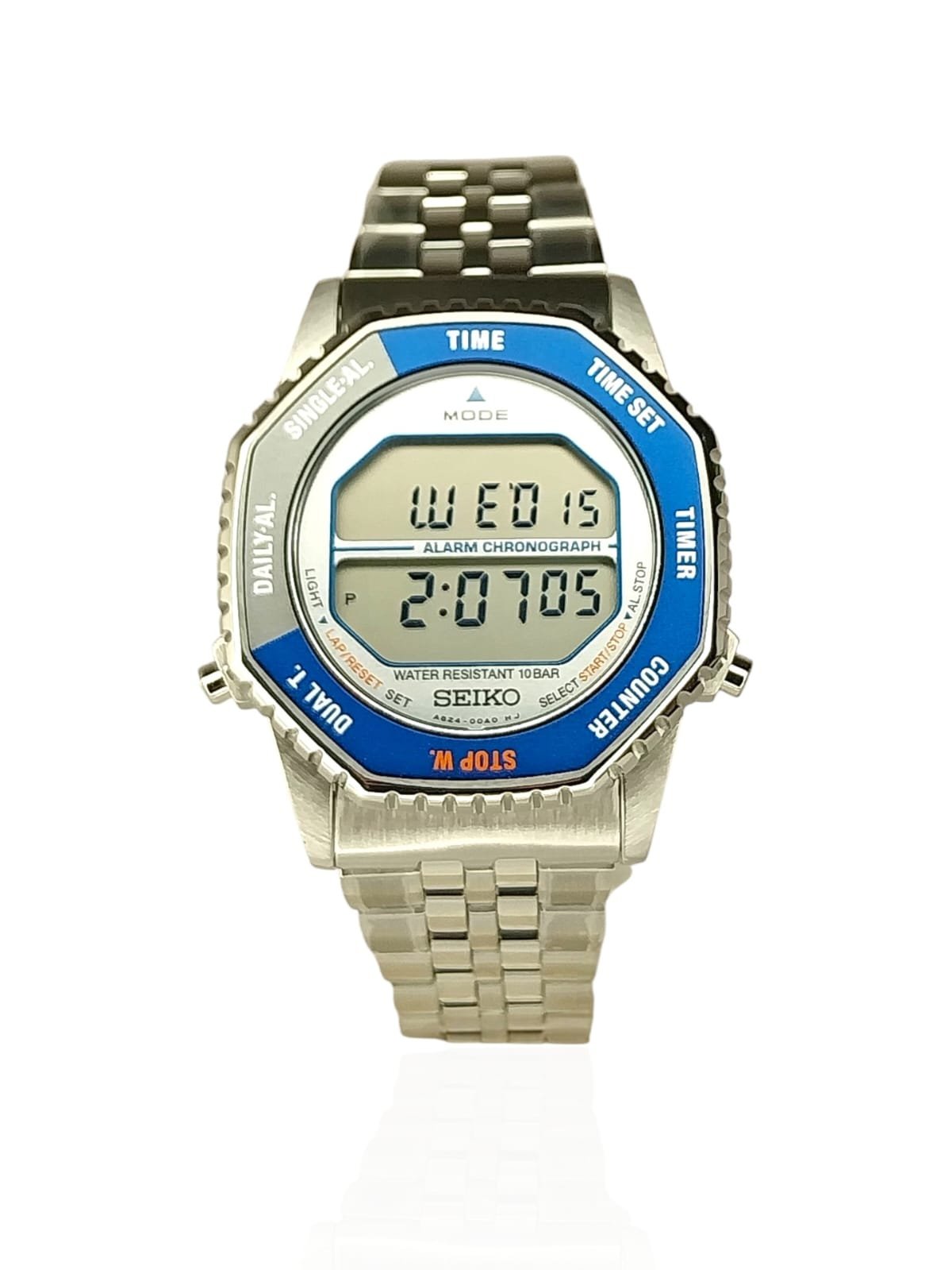 Seiko Men’s Digital Quartz Watch in Blue & Silvertone - Image 3