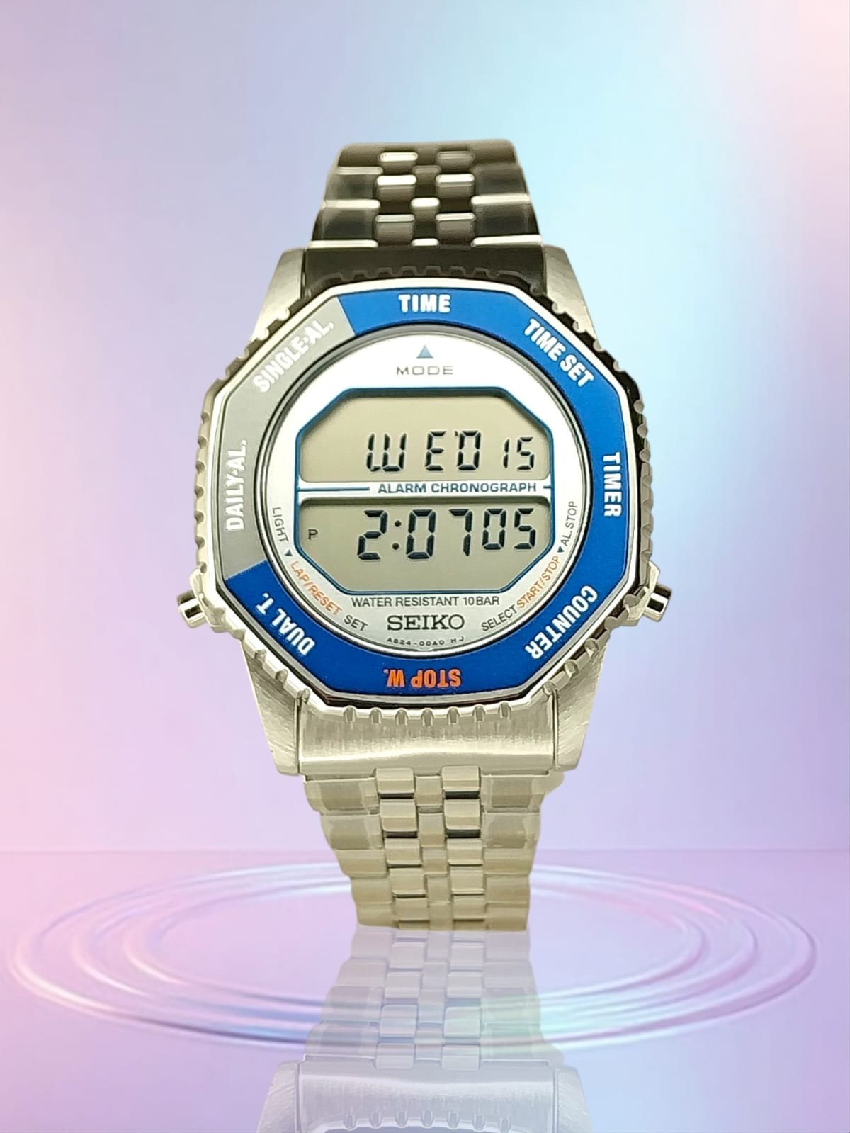 Seiko Men’s Digital Quartz Watch in Blue & Silvertone - Image 4