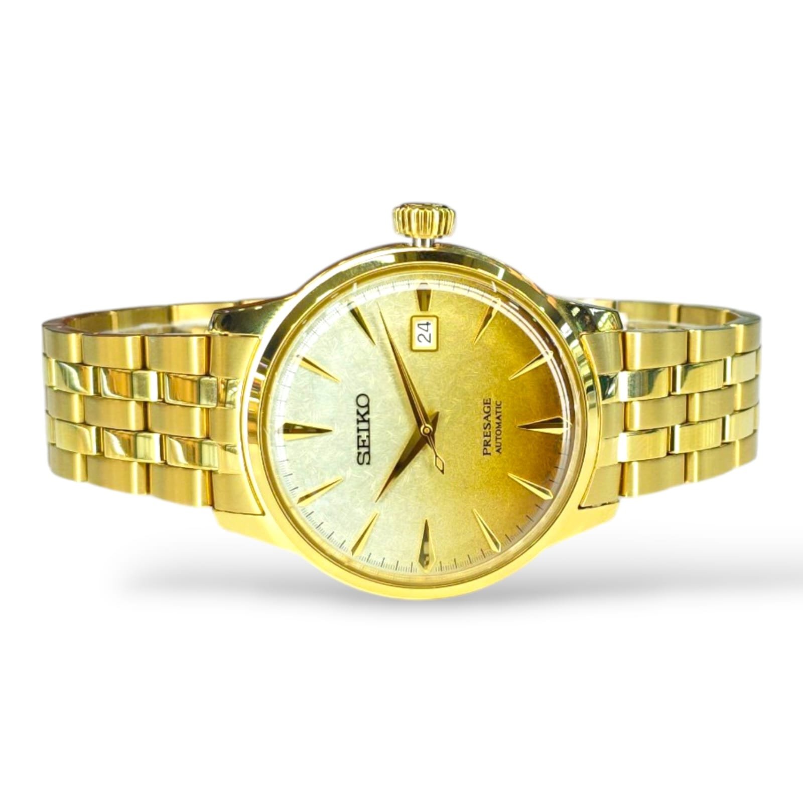 Presage Men Automatic Gold Dial Analog Stainless Steel Watch - Image 4
