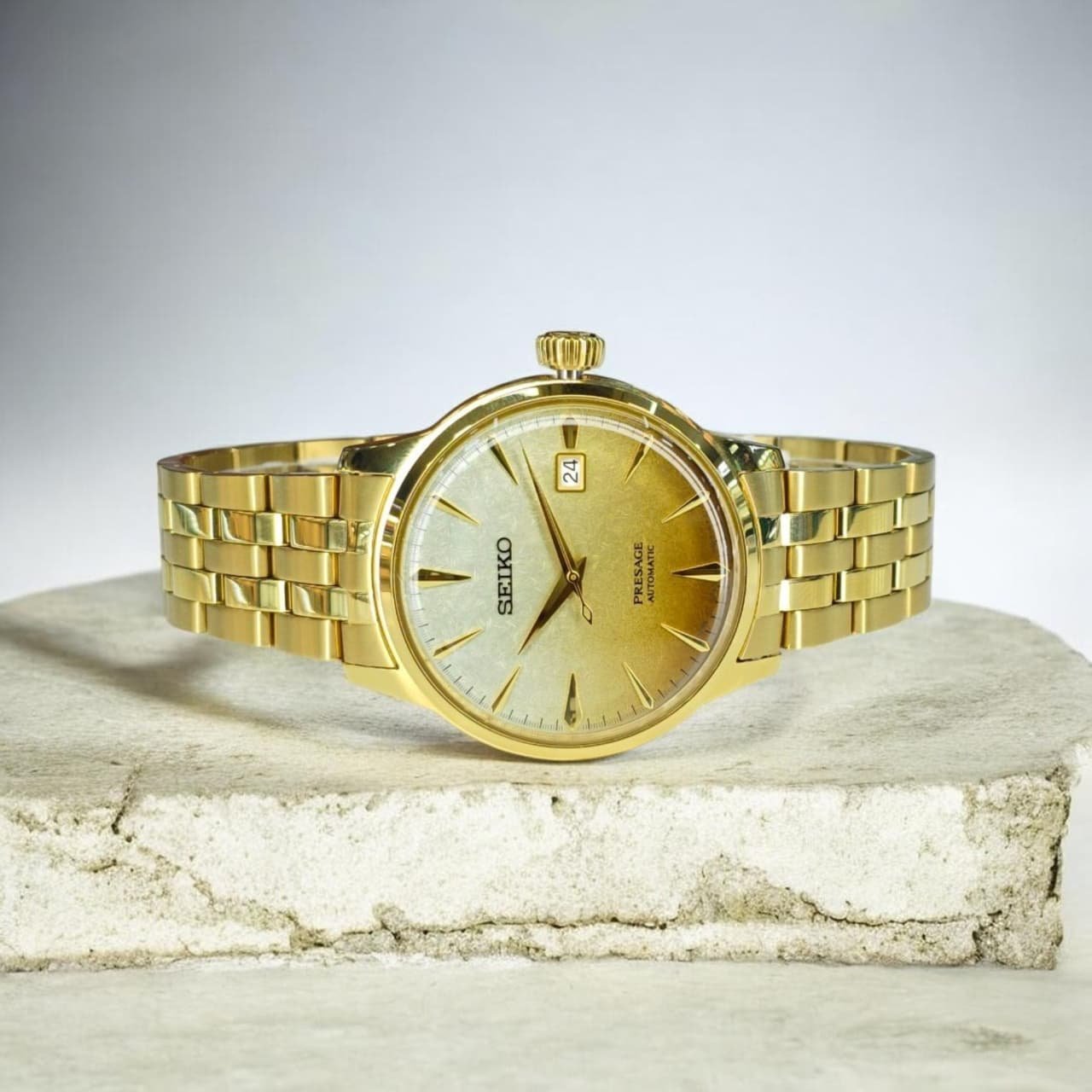 Presage Men Automatic Gold Dial Analog Stainless Steel Watch - Image 5
