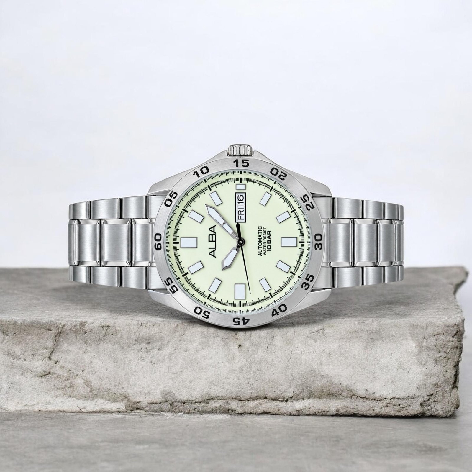Alba Mechanical Men Automatic Green Dial Analog Stainless Steel Watch - Image 4