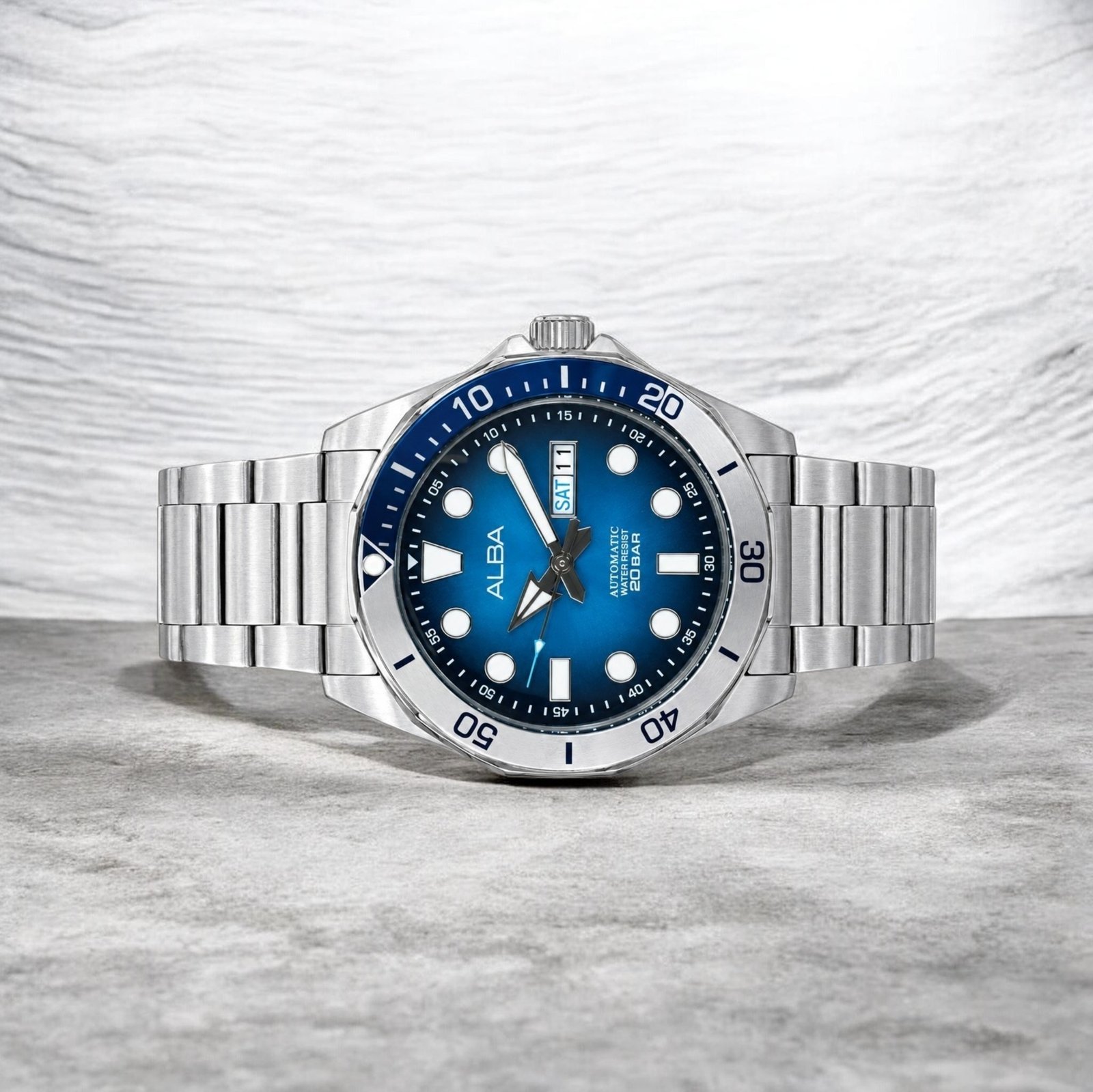 ALBA Light Blue & Black Gradation Dial Automatic Watch - Image 4