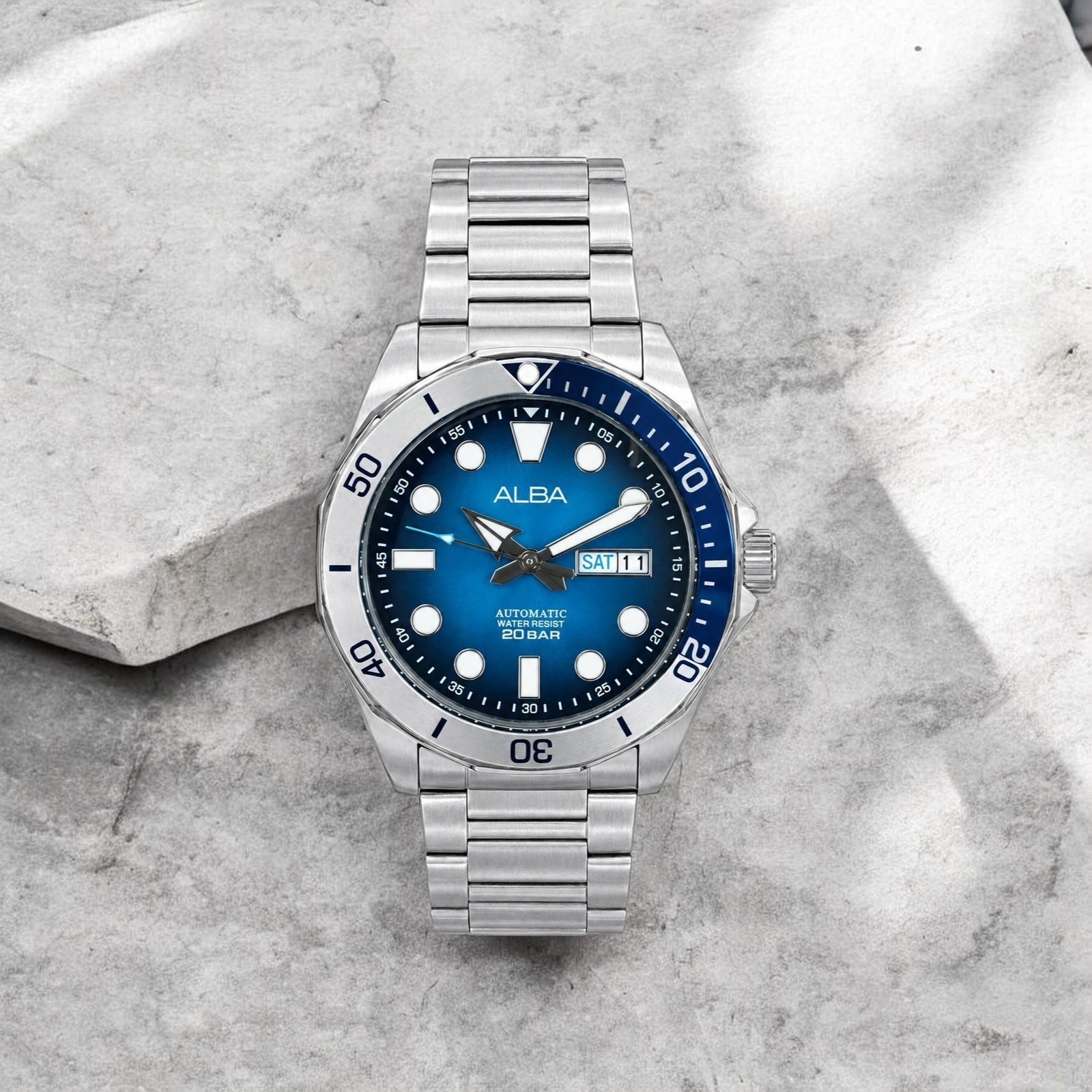 ALBA Light Blue & Black Gradation Dial Automatic Watch - Image 2